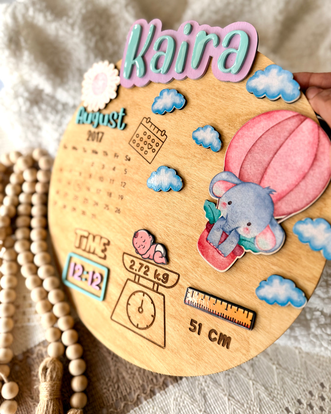 CUSTOM BIRTH ANNOUNCEMENT WOODEN PLAQUE